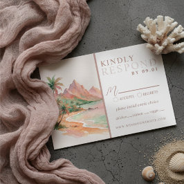 Tropical Sunset Island Watercolor Wedding QR  OSA Kort