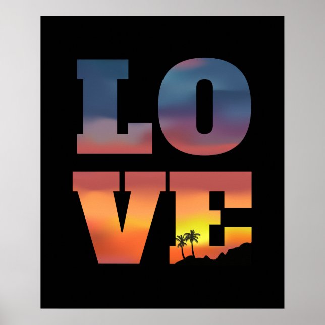 Tropical Sunset Kärlek Poster (Framsidan)