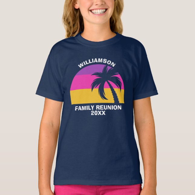 Tropical Sunset Kids inom Anpassningsbarna för fam T Shirt (Framsida)