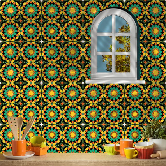 Tropical Sunset Moroccan Mosaic Mönster Kakelplatta (Skapare uppladdad)