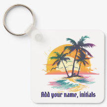 Tropical Sunset Nyckelring - Beach Vibes & Handfla