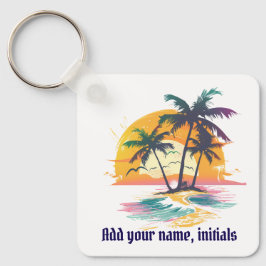 Tropical Sunset Nyckelring - Beach Vibes & Handfla