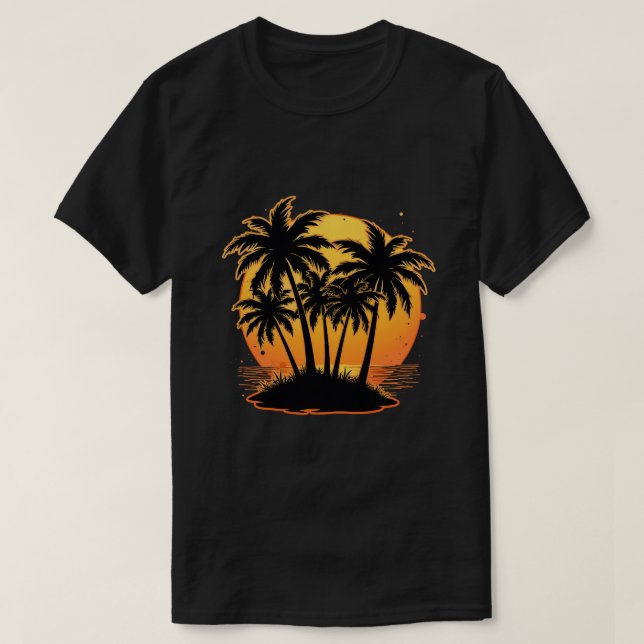 Tropical Sunset Oasis T Shirt (Design framsida)