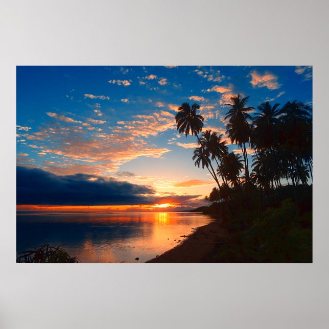 Tropical Sunset på Hawaiian Poster (Framsidan)