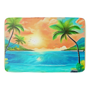 Tropical Sunset Paradise Beach View Badrumsmatta