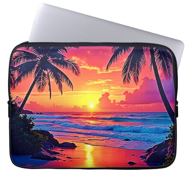 Tropical Sunset Paradise Design Laptop Fodral (Framsidan)