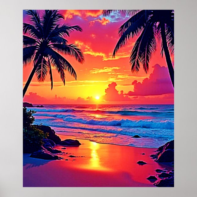 Tropical Sunset Paradise Design Poster (Framsidan)