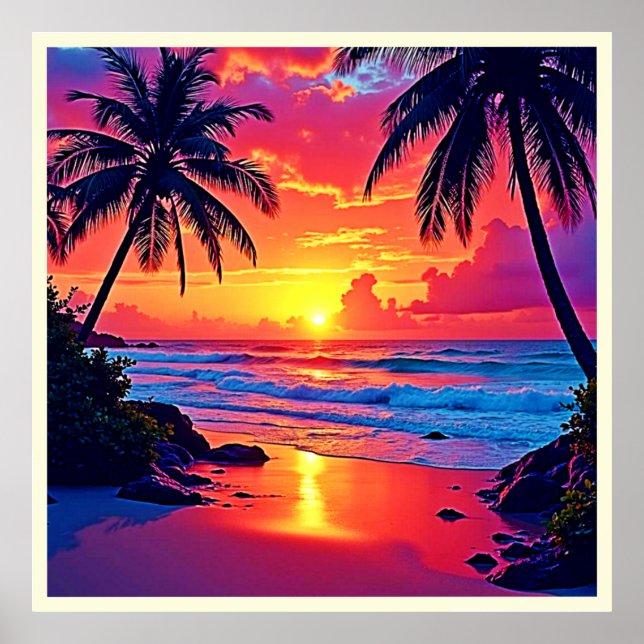Tropical Sunset Paradise Design Poster (Framsidan)