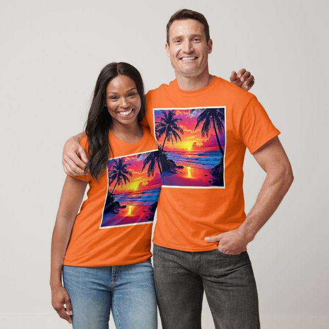 Tropical Sunset Paradise Design T Shirt (Unisex)