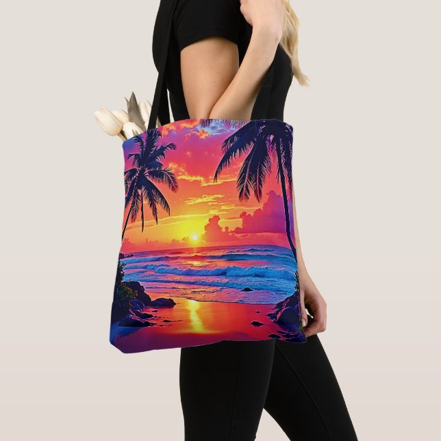 Tropical Sunset Paradise Design Tygkasse (Närbild)