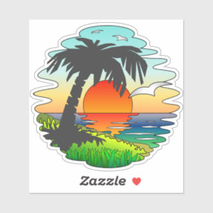 Tropical Sunset Paradise, Exotic Beach Klistermärken