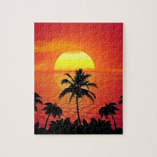 TROPICAL SUNSET PARADISE Jigszle puzzle Pussel (Vertikal)