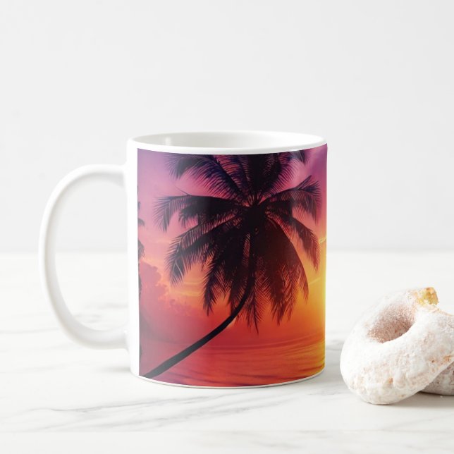 Tropical Sunset Paradise Mugg - Ocean View Gift (Med munk)