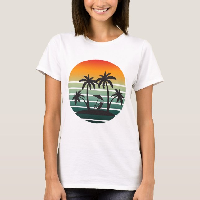 Tropical Sunset Paradise T Shirt (Framsida)