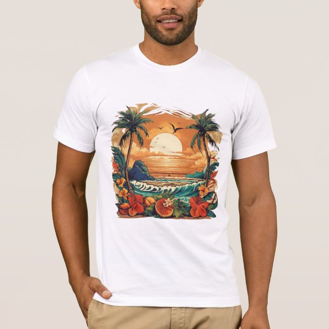 Tropical Sunset Paradise T-Shirt Design (Framsida)