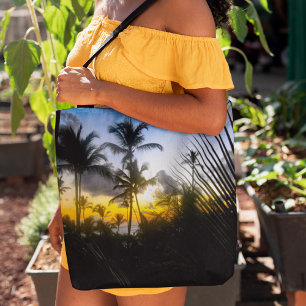 Tropical Sunset Print Tote Bag Tygkasse