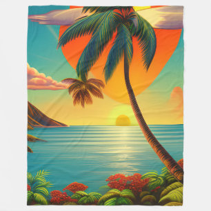 Tropical Sunset Romantic Beach Retreat Fleecefilt
