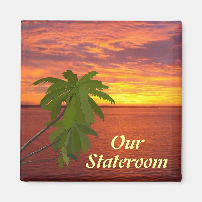 Tropical Sunset Stateroom Door Marker Sq. Magnet (Framsidan)