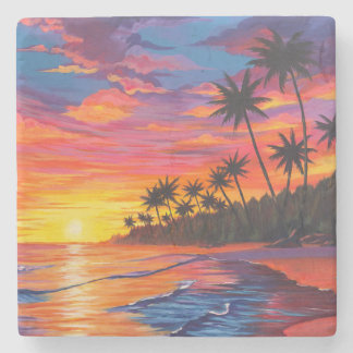 Tropical Sunset Stone Beverage Coaster Stenunderlägg