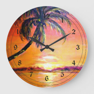 Tropical Sunset Stor Klocka