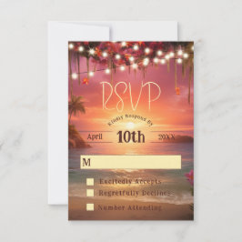 Tropical Sunset String Ljus Beach Wedding OSA Kort