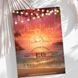 Tropical Sunset String Ljus Beach Wedding Spara Datumet