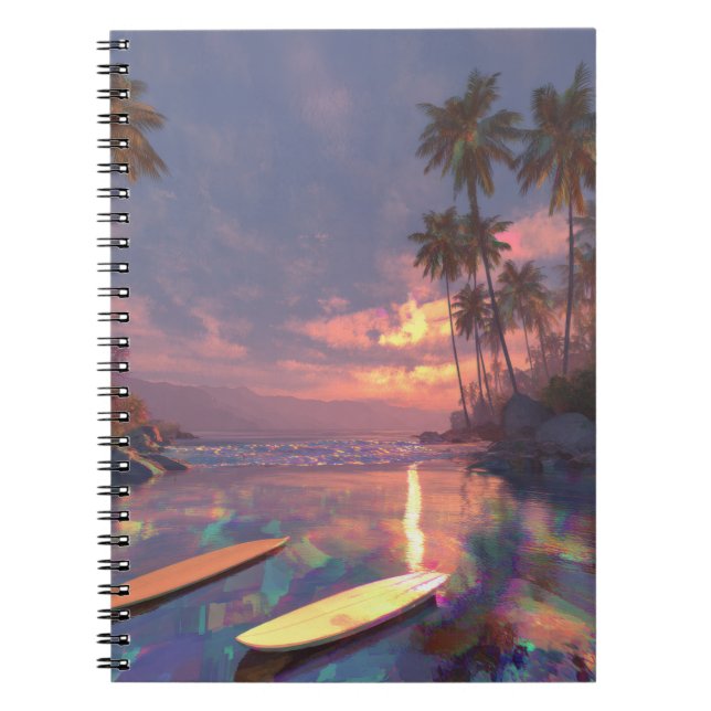 Tropical Sunset Surfa Dream Notebook Anteckningsbok (Framsidan)