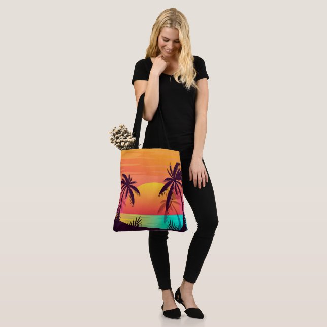 Tropical Sunset Tote Bag Tygkasse (På modell)