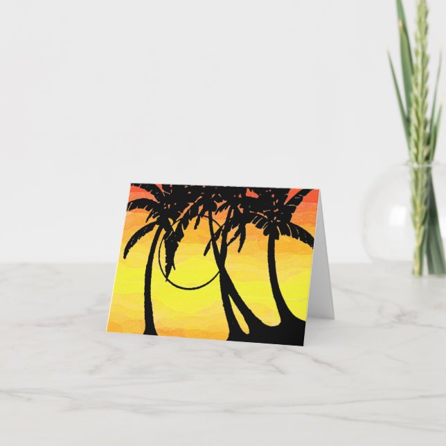 Tropical Sunset Tvätta Notecard Kort (Framsida)