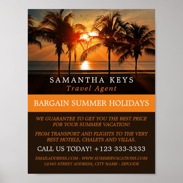 Tropical Sunset Vacation, Travel Agent Advertising Poster (Framsidan)