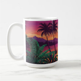 Tropical Sunset Vibes Handflatan Orange Lila Sunse Kaffemugg