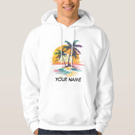 Tropical Sunset Vibes - Handflatan Träd & Beach De Hoodie