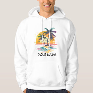 Tropical Sunset Vibes - Handflatan Träd & Beach De Hoodie