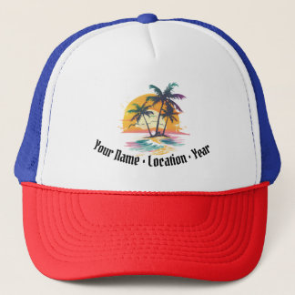 Tropical Sunset Vibes - Handflatan Träd & Beach De Keps