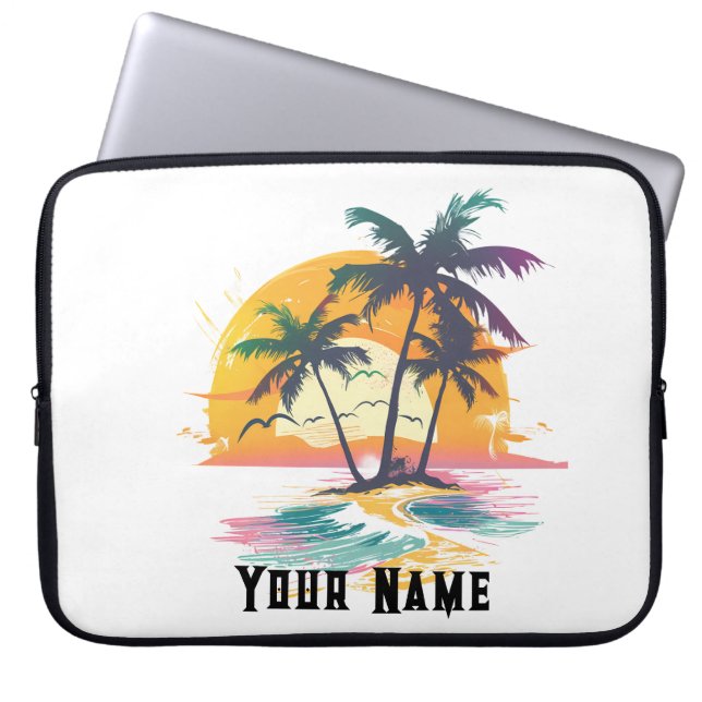 Tropical Sunset Vibes - Handflatan Träd & Beach De Laptop Fodral (Framsidan)