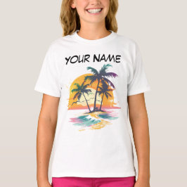 Tropical Sunset Vibes - Handflatan Träd & Beach De T Shirt