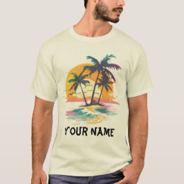 Tropical Sunset Vibes - Handflatan Träd & Beach De T Shirt