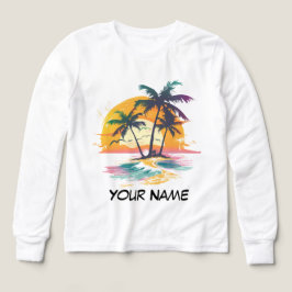 Tropical Sunset Vibes - Handflatan Träd & Beach De T Shirt