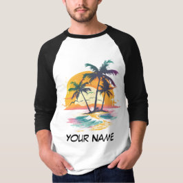 Tropical Sunset Vibes - Handflatan Träd & Beach De T Shirt