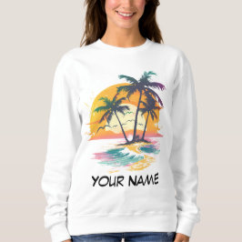 Tropical Sunset Vibes - Handflatan Träd & Beach De T Shirt