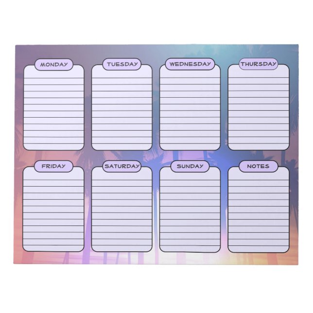 Tropical Sunset Weekly Planner Tear Away Anteckningsblock (Framsida)