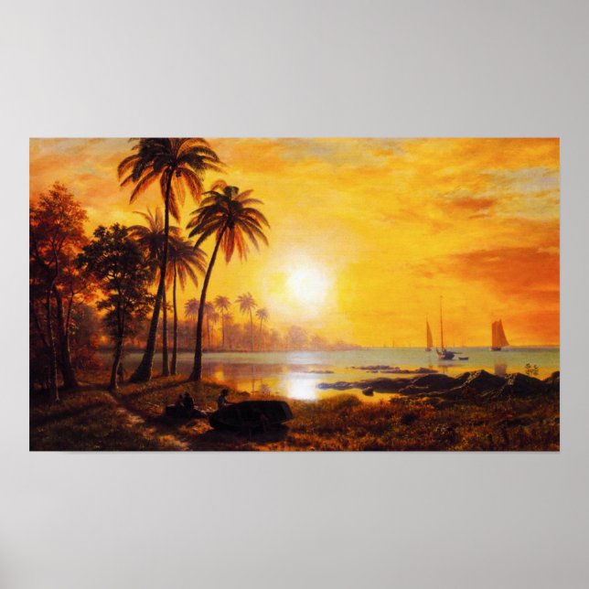 Tropical Sunset with Fishing Boats Poster (Framsidan)
