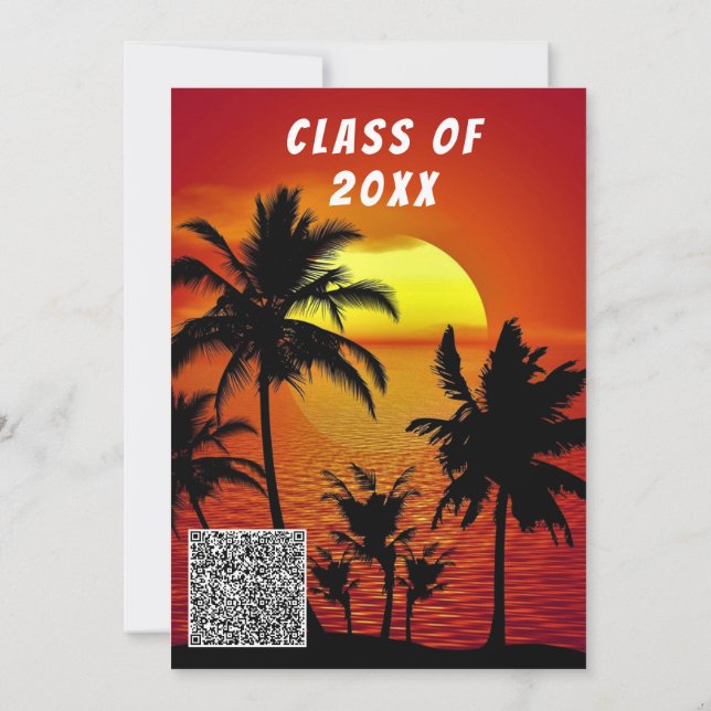 Tropical Sunset Your QR Code Studenten-inbjudan (Baksida)