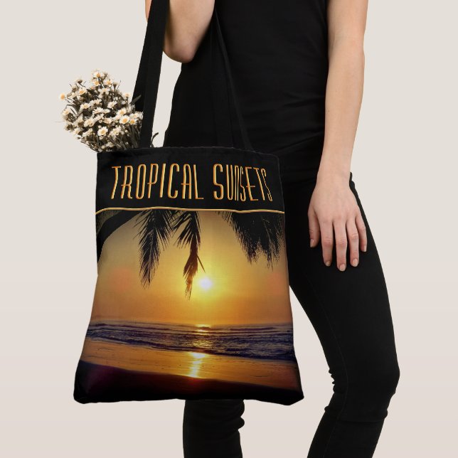 Tropical Sunsets Tote Bag Tygkasse (Närbild)