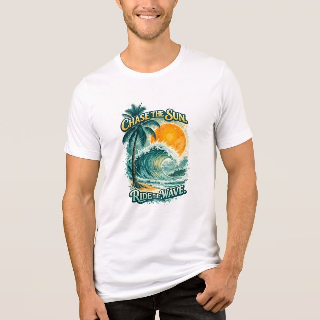 Tropical Surf Sunset T-Shirt – Chase the Sun Ride  (Framsida)