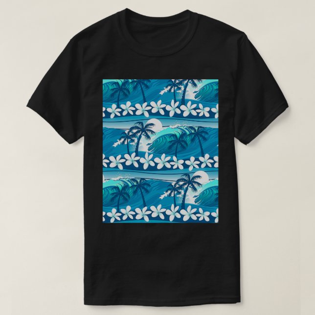 Tropical surf wave with palm trees Graphic T Shirt (Design framsida)