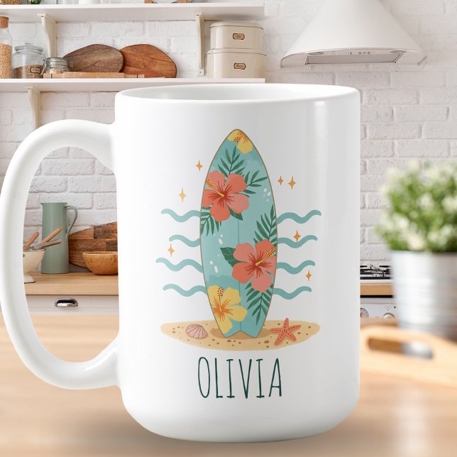 Tropical Surfer – Hibiscusdrömmar Kaffemugg (Skapare uppladdad)