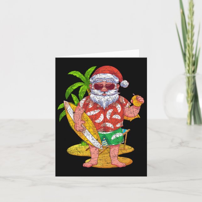 Tropical Surfer Tomte Hawaii Sommar Jul Kort (Framsida)