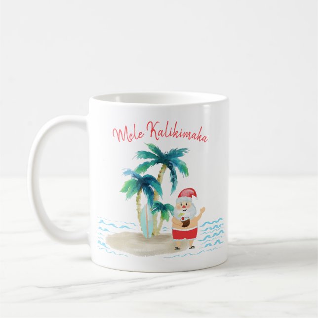 Tropical Surfing Santa Mele Kalikimaka jul Kaffemugg (Vänster)