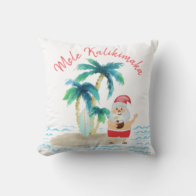 Tropical Surfing Santa Mele Kalikimaka jul Kudde (Framsida)